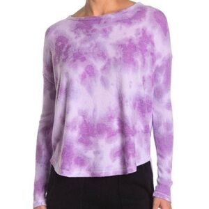 Theo & Spence | Tie Dye Swing Pullover woman’s lilac purple white rib top Sz L